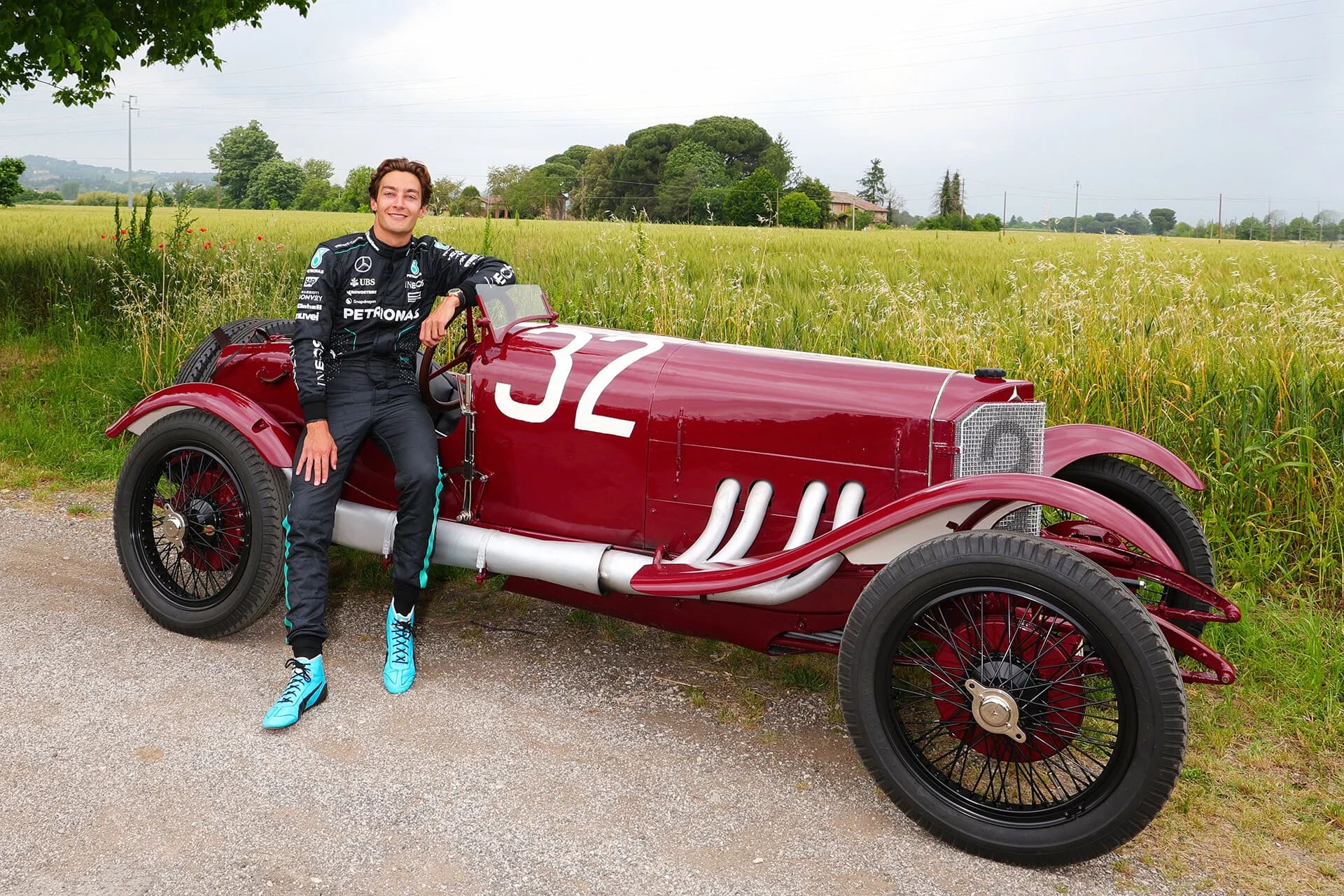 George Russell brings back the red Mercedes that dominated the Targa Florio a hundred years ago